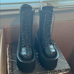 Demonia Black Platform Lace-Up Boots